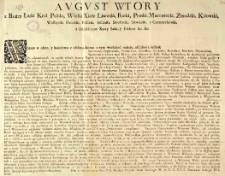 Uniwersał zwołujący sejmiki na 13 Września. Dan w Międzyrzeczu d. 13 sierpnia 1712