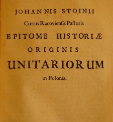 Epitome historiae originis Unitariorum in Polonia