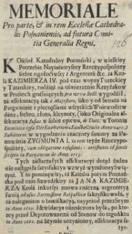 Memoriale Pro Parte, [et] in rem Ecclesiae Cathedralis Posnaniensis, ad futura Comitia Generalia Regni