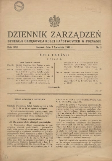 Dziennik Zarządzeń Dyrekcji Okręgowej Kolei Państwowych w Poznaniu. 1939.04.07 Nr2